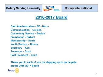 2016-2017 Board  Club Administration / PE - Norm  Communication  Colleen  Community Service