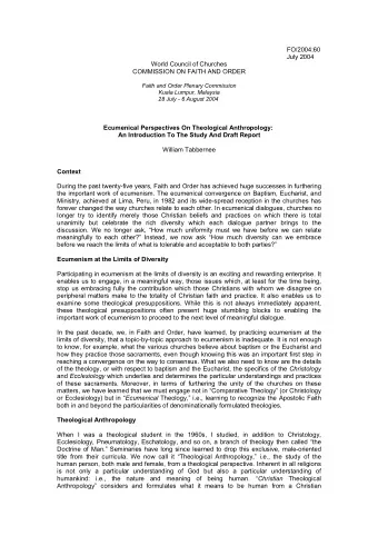 FO/2004:60  July 2004  World Council of Churches  COMMISSION ON FAITH AND ORDER  Faith and Order