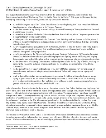 Title: Embracing Diversity in Our Struggle for Unity By Mary Elizabeth Cedillo-Pereira ,