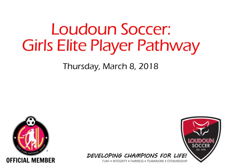 girls elite player pathway