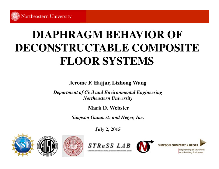 diaphragm behavior of deconstructable composite floor