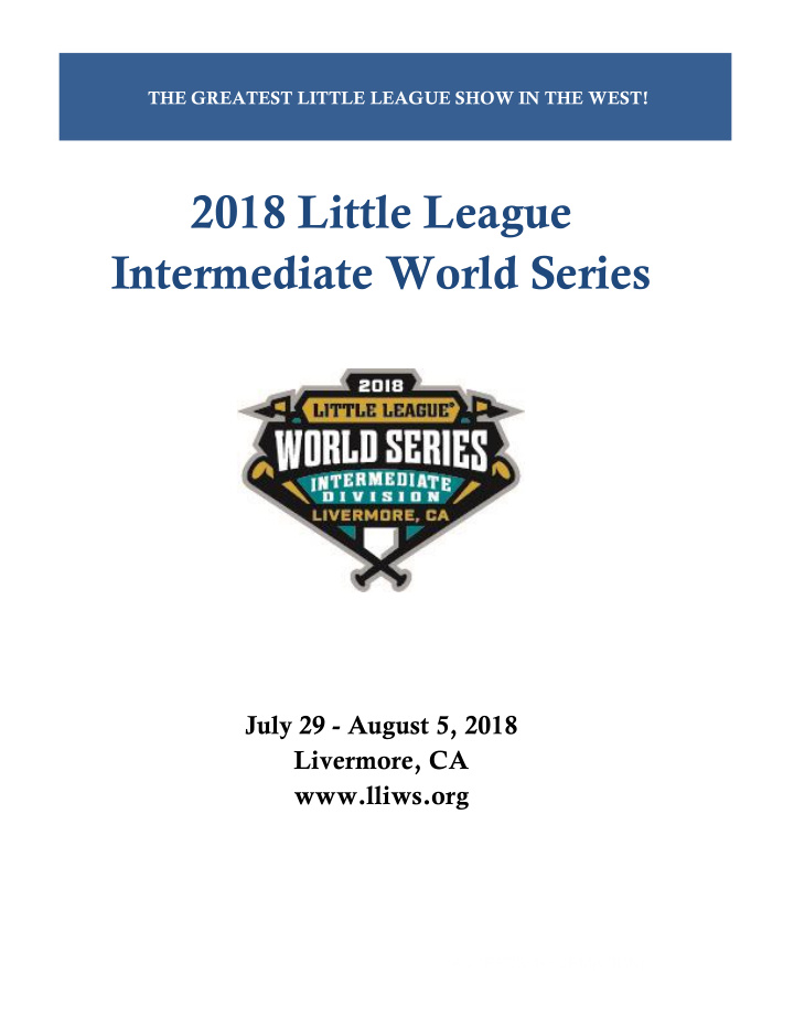 2018 little league intermediate world series
