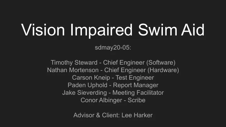 vision impaired swim aid