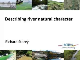 Describing river natural character  Richard Storey  Natural Character attributes  Identified by RWC