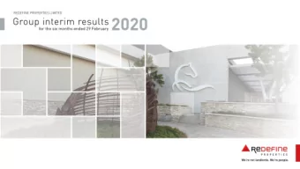1  Redefine Group results for the six months ended 29 February 2020  Our conversation  We apply an
