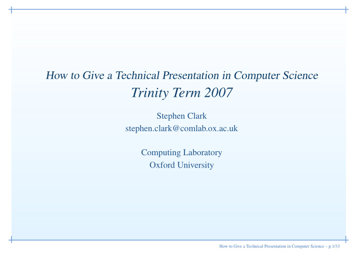 trinity term 2007