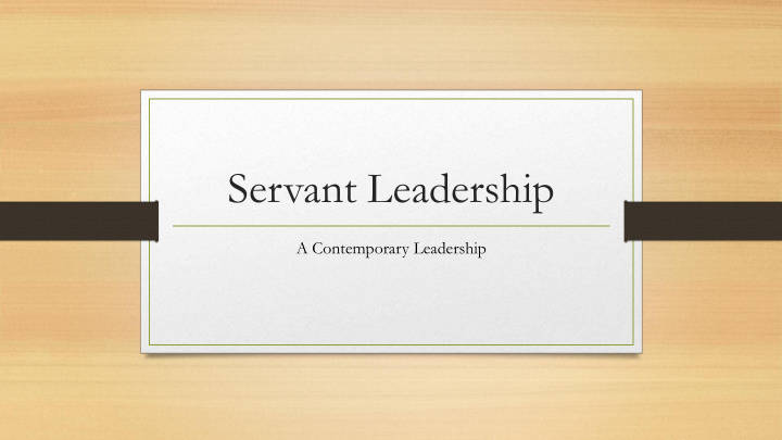 servant leadership