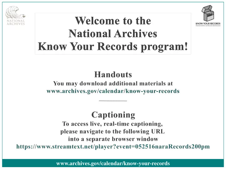 archives gov calendar know your records the national