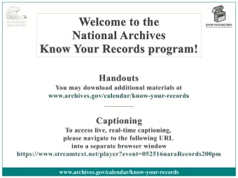 www.archives.gov/calendar/know-your-records  The National Archives and Records Administration
