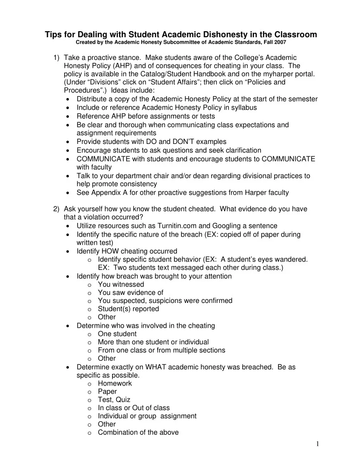 tips for dealing with student academic dishonesty in the