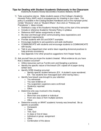 Tips for Dealing with Student Academic Dishonesty in the Classroom  Created by the Academic Honesty