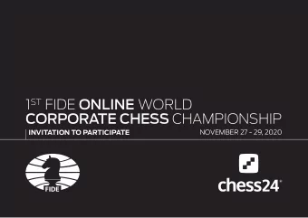 1 ST FIDE ONLINE WORLD CORPORATE CHESS CHAMPIONSHIP  NOVEMBER 27 - 29, 2020  INVITATION TO
