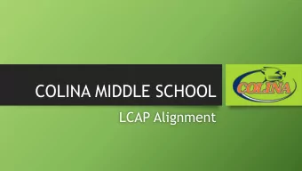 COLINA MIDDLE SCHOOL  LCAP Alignment  Focus of Colina Middle School  LCAP 1: Optimizing Student