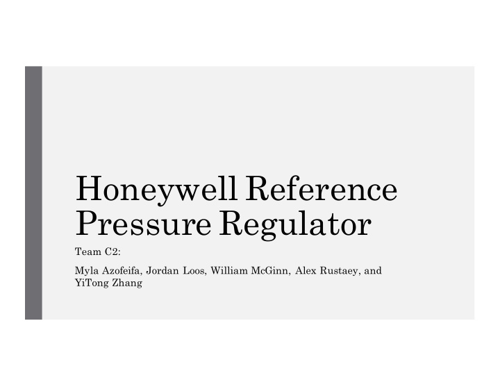 honeywell reference pressure regulator