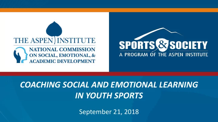 coaching social and emotional learning in youth sports