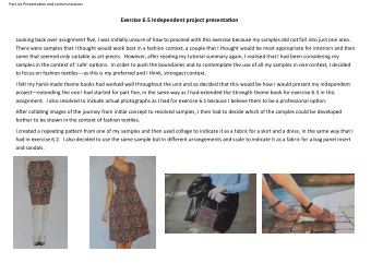 Exercise 6.5 Independent project presentatjon  Looking back over assignment fjve, I was initjally