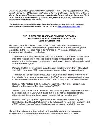 From October 29-30th, representatives from more than 40 civil society organizations met in Quito,