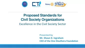 Proposed Standards for Civil Society Organizations :  Excellence in the Civil Society Sector