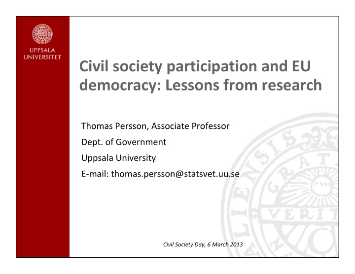 civil society participation and eu democracy lessons from