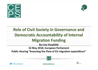 Role of Civil Society in Governance and  Democratic Accountability of Internal  Migration Funding