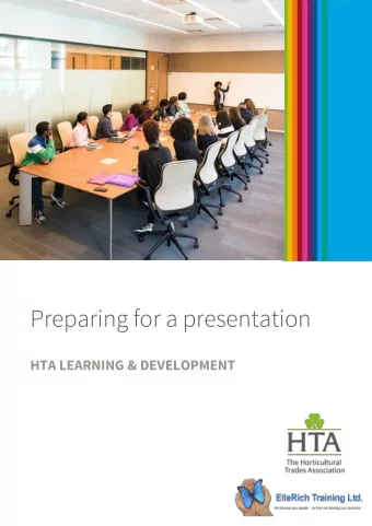 Preparing for a presentation  HTA LEARNING &amp; DEVELOPMENT  Reducing  anxiety and  building
