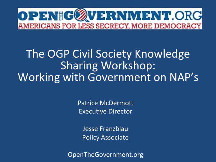 the ogp civil society knowledge sharing workshop working