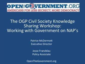 The  OGP  Civil  Society  Knowledge    Sharing  Workshop:      Working