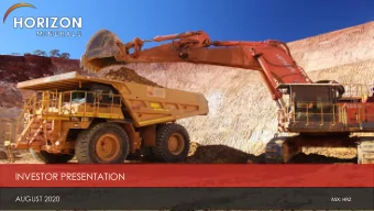 INVESTOR PRESENTATION  AUGUST 2020  ASX: HRZ  DISCLAIMER AND IMPORTANT NOTICES  Nature of Document