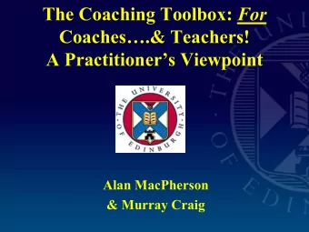 A Practitioners Viewpoint  Alan MacPherson  &amp; Murray Craig  Session Plan: Abraham &amp;