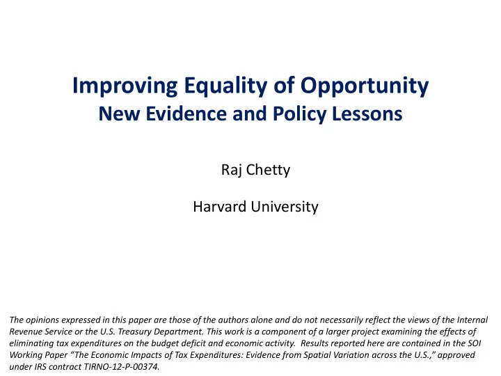 improving equality of opportunity