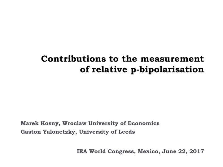 contributions to the measurement of relative p