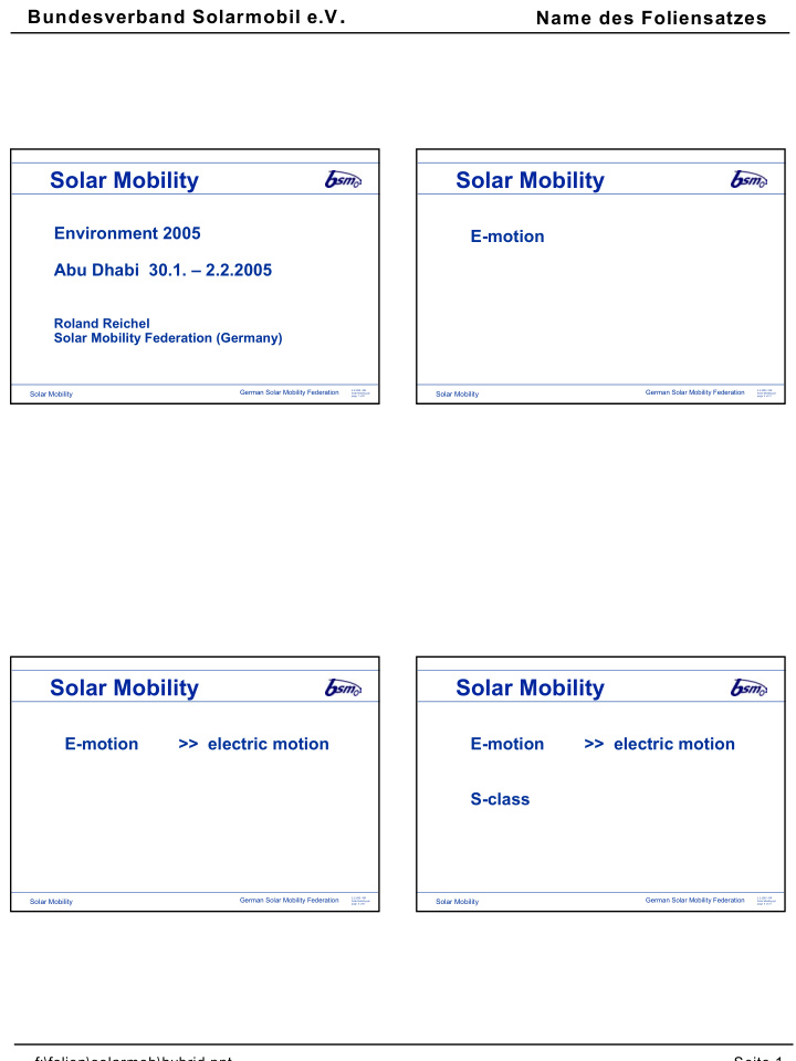 bundesverband solarmobil e v