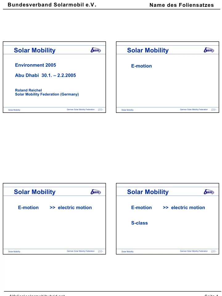 bundesverband solarmobil e v