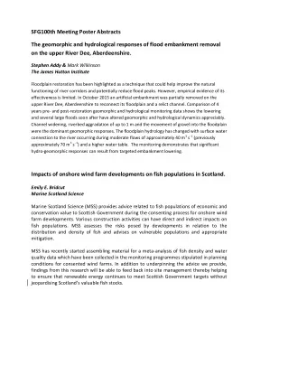 SFG100th Meeting Poster Abstracts  The geomorphic and hydrological responses of flood embankment