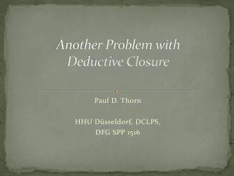 Paul D. Thorn  HHU Dsseldorf, DCLPS,  DFG SPP 1516  High rational personal probability (0.5