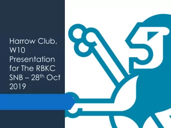 W10  Presentation  for The RBKC SNB  28 th Oct  2019  One of the oldest youth
