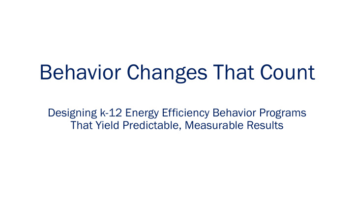 behavior changes that count