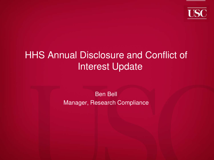 hhs annual disclosure and conflict of interest update