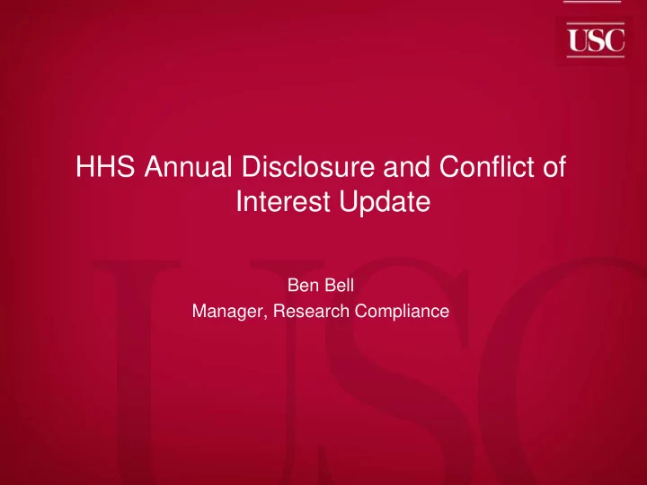 hhs annual disclosure and conflict of interest update