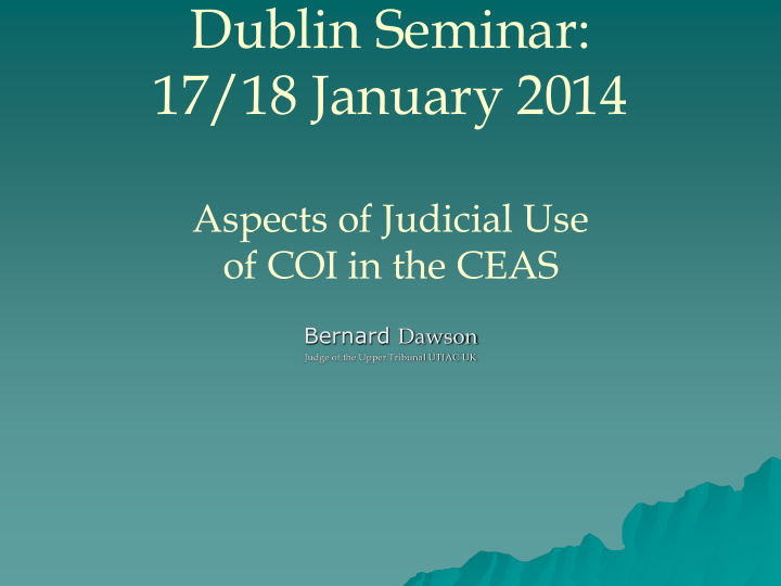 dublin seminar 17 18 january 2014