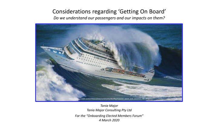 considerations regarding getting on board