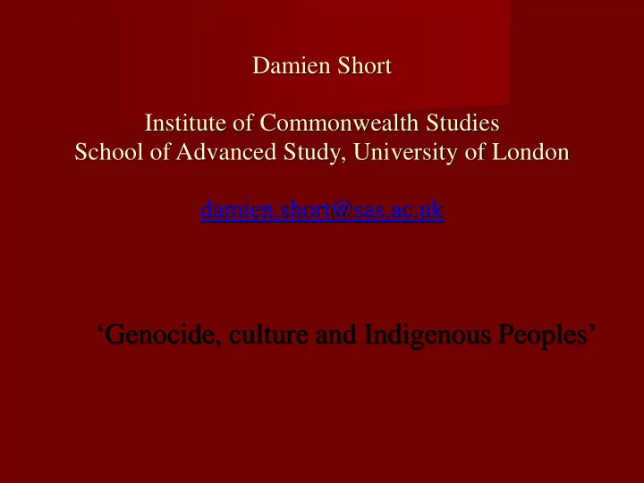 school of advanced study university of london damien