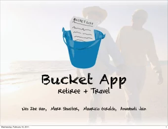 Bucket App  Retiree + Travel  Neo Zhe Han,  Mark Shuster,  Mauricio Giraldo,  Anubhuti Jain