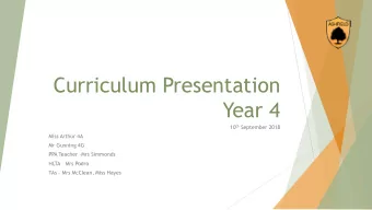 Curriculum Presentation  Year 4 10 th September 2018  Miss Arthur 4A  Mr Gunning 4G PPA Teacher