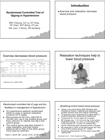 Introduction  Exercise and relaxation decrease  Randomised Controlled Trial of  blood pressure