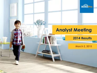 Analyst Meeting  2014 Results  March 2, 2015 Disclaimer This Presentation (The Presentation)
