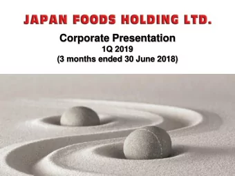 Corporate Presentation  1Q 2019  (3 months ended 30 June 2018)  Important Notice  DISCLAIMER  This