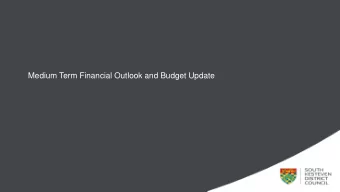 Medium Term Financial Outlook and Budget Update  Financial Settlement Headlines announced 20