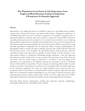 The Population-Level Gains in Life Expectancy from  Improved Blood Pressure Control in Indonesia: