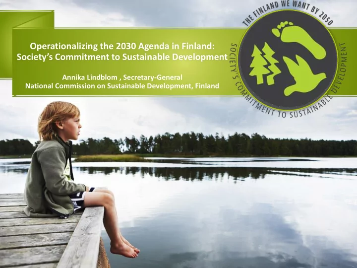 operationalizing the 2030 agenda in finland society s